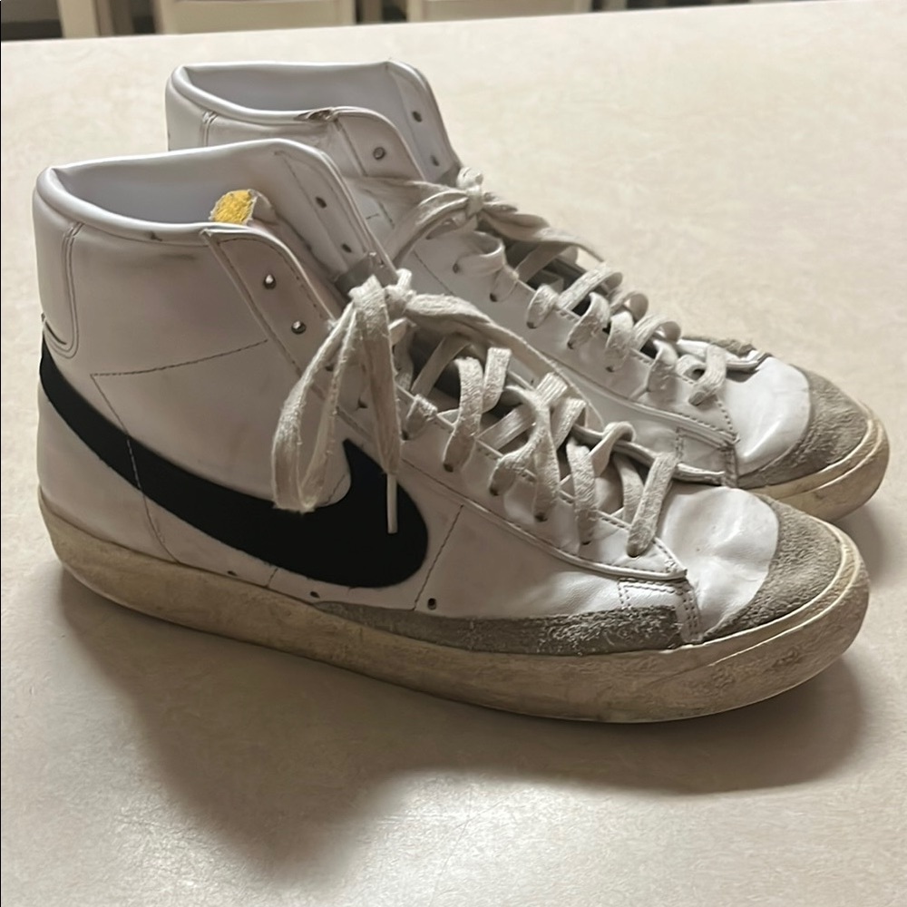 Nike White and Black High-Top Sneakers